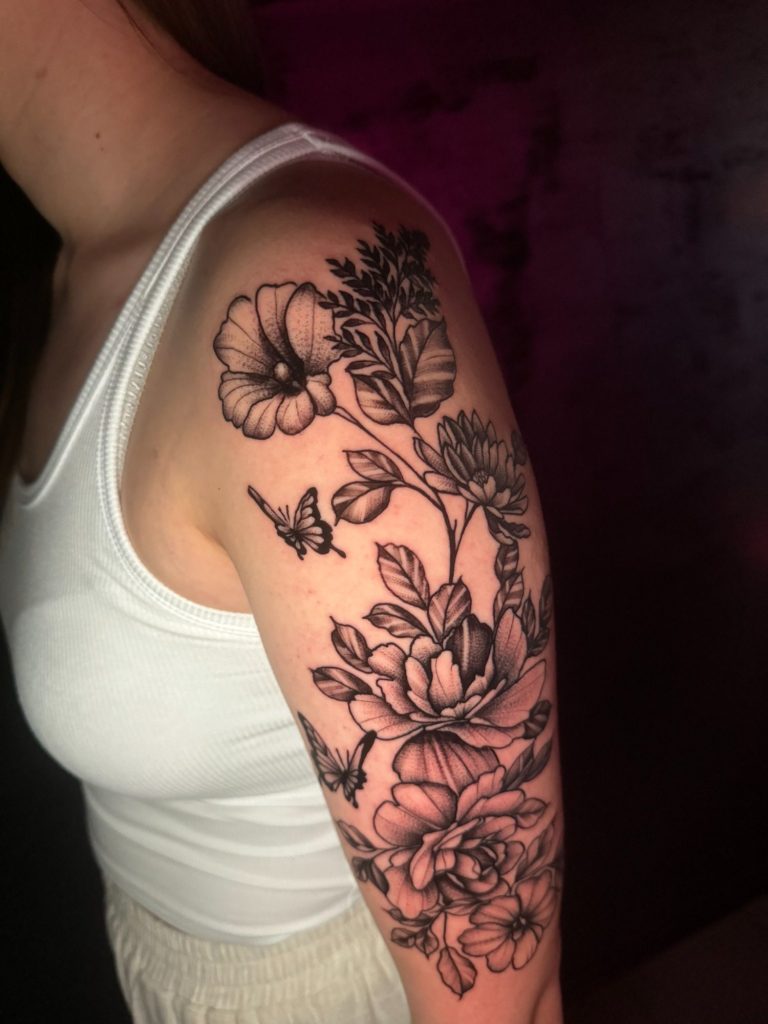 Flower Dotwork Tattoo